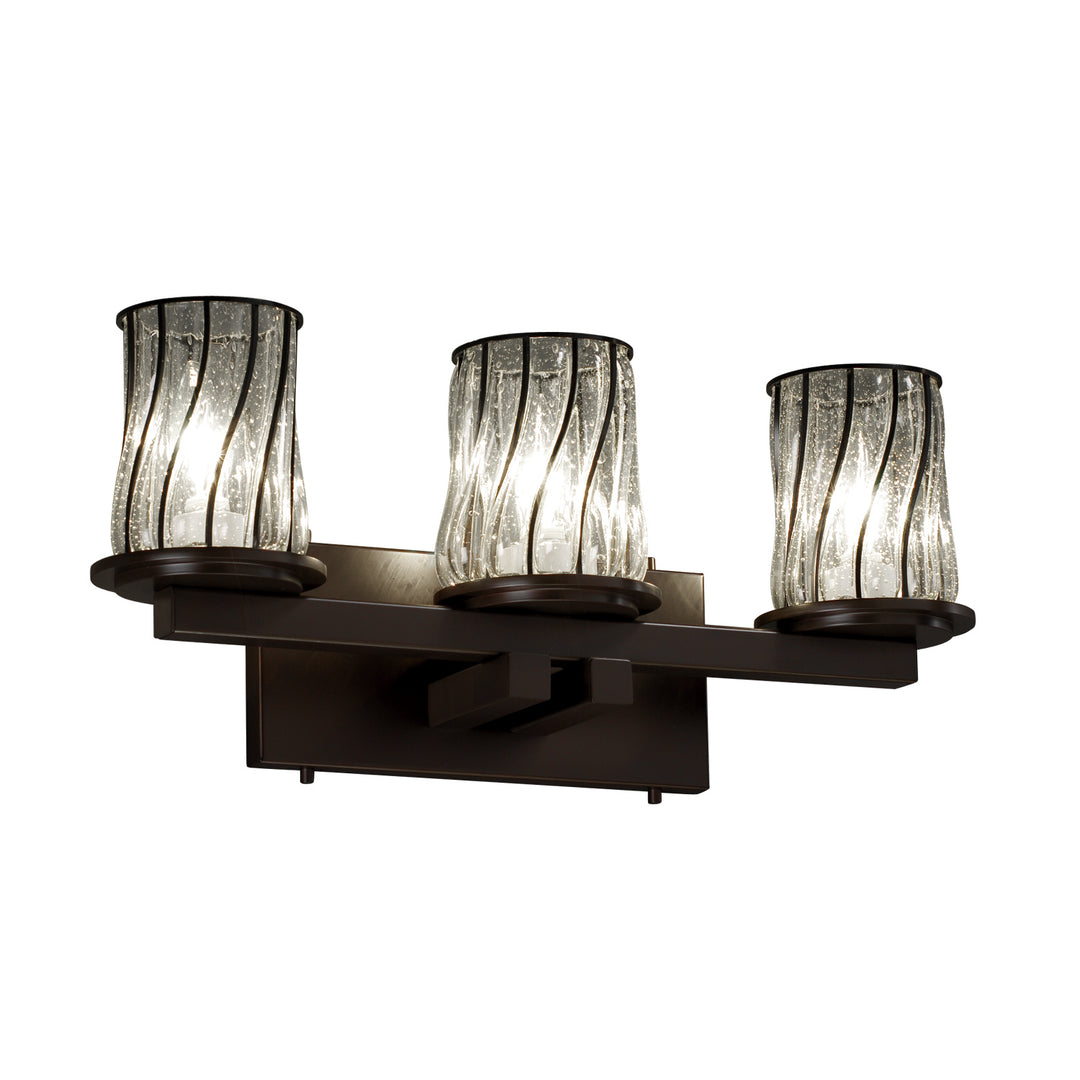 Justice Designs Wire Glass WGL-8773-10-SWCB-DBRZ Bath Vanity Light 21 in. wide - Dark Bronze