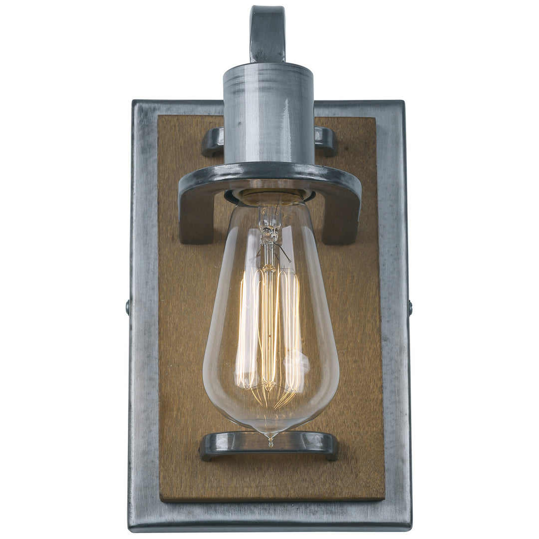 Varaluz Lofty 268B01SLW Wall Sconce Light - Steel, the wood lends warmth. It`s Industrial design remixed to delightful new heights."/
