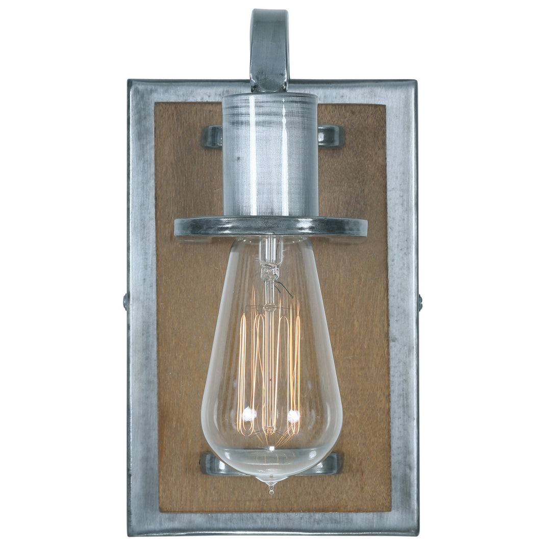 Varaluz Lofty 268B01SLW Wall Sconce Light - Steel, the wood lends warmth. It`s Industrial design remixed to delightful new heights."/