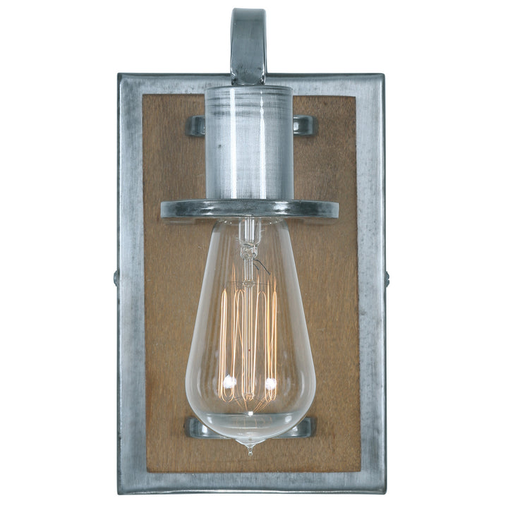 Varaluz Lofty 268B01SLW Wall Sconce Light - Steel, the wood lends warmth. It`s Industrial design remixed to delightful new heights."/