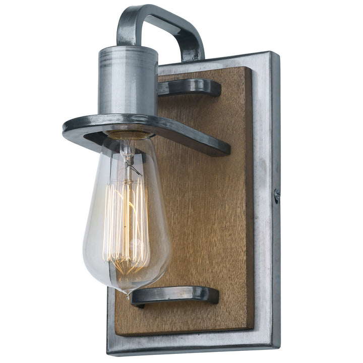 Varaluz Lofty 268B01SLW Wall Sconce Light - Steel, the wood lends warmth. It`s Industrial design remixed to delightful new heights."/
