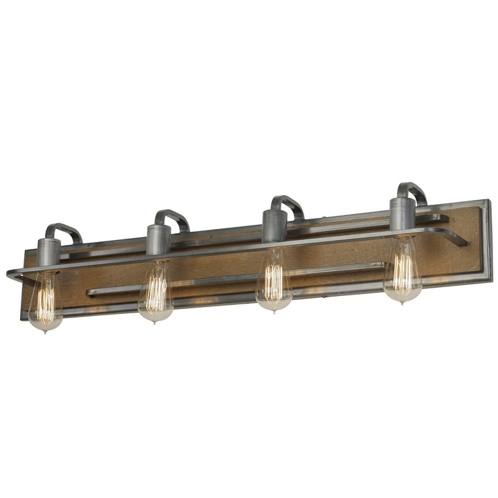 Varaluz Lofty 268B04SLW Bath Vanity Light 35 in. wide - Steel, the wood lends warmth. It`s Industrial design remixed to delightful new heights."/