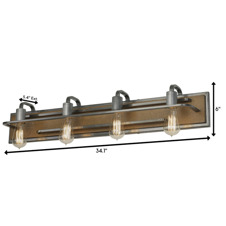 Varaluz Lofty 268B04SLW Bath Vanity Light 35 in. wide - Steel, the wood lends warmth. It`s Industrial design remixed to delightful new heights."/