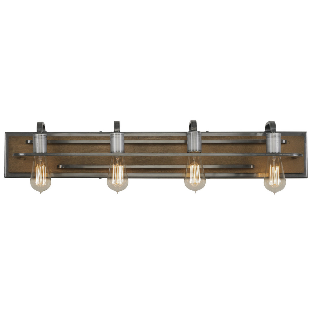 Varaluz Lofty 268B04SLW Bath Vanity Light 35 in. wide - Steel, the wood lends warmth. It`s Industrial design remixed to delightful new heights."/