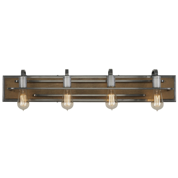 Varaluz Lofty 268B04SLW Bath Vanity Light 35 in. wide - Steel, the wood lends warmth. It`s Industrial design remixed to delightful new heights."/