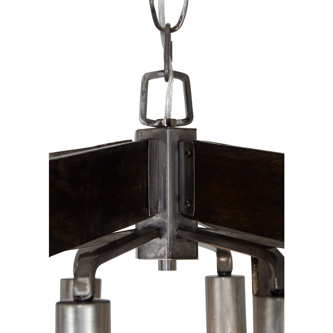 Varaluz Lofty 268C09SL Chandelier Light - Steel, the wood lends warmth. It`s Industrial design remixed to delightful new heights."/