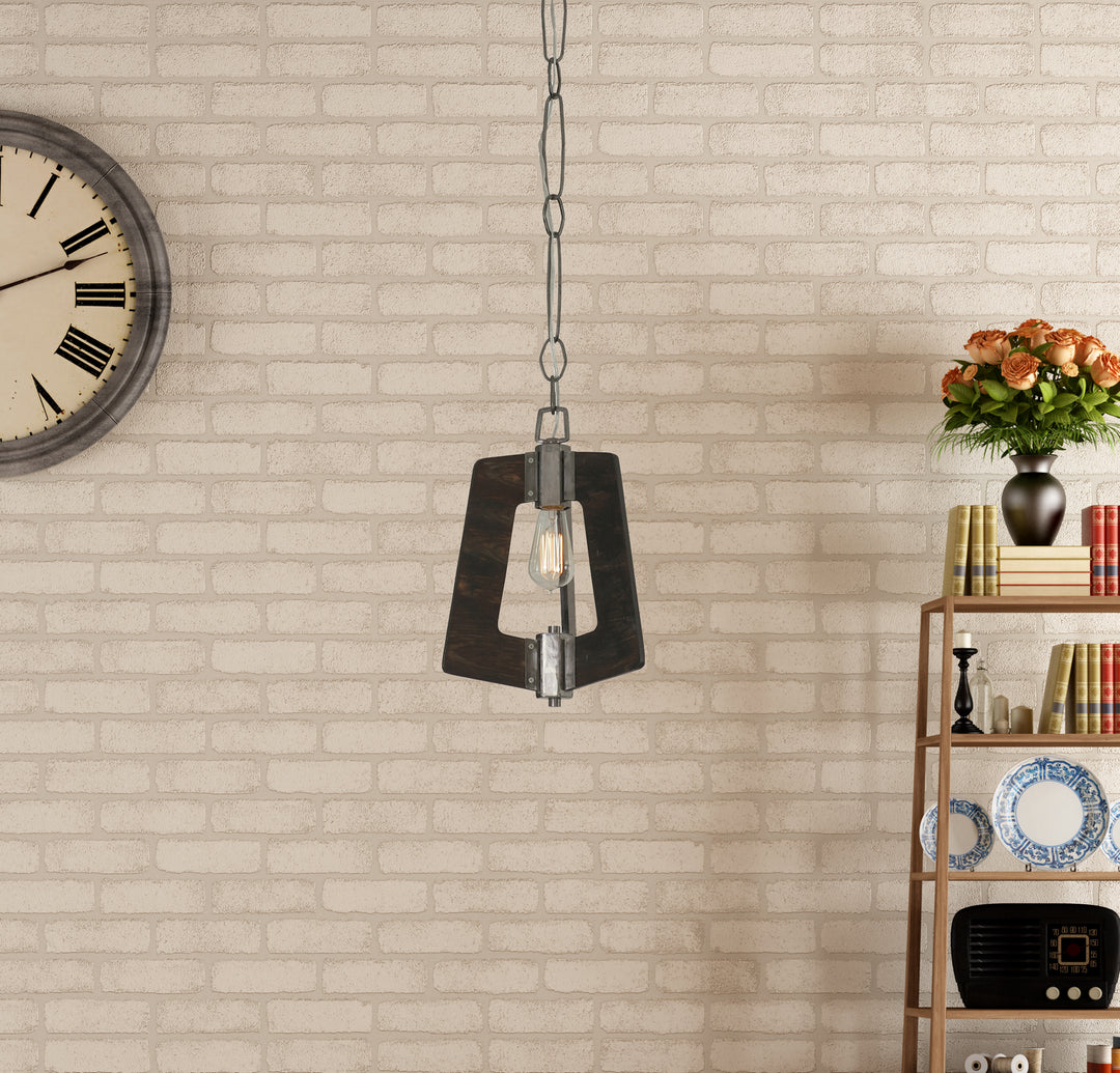 Varaluz Lofty 268M01SL Pendant Light - Steel,  the wood lends warmth. It`s Industrial design remixed to delightful new heights."/