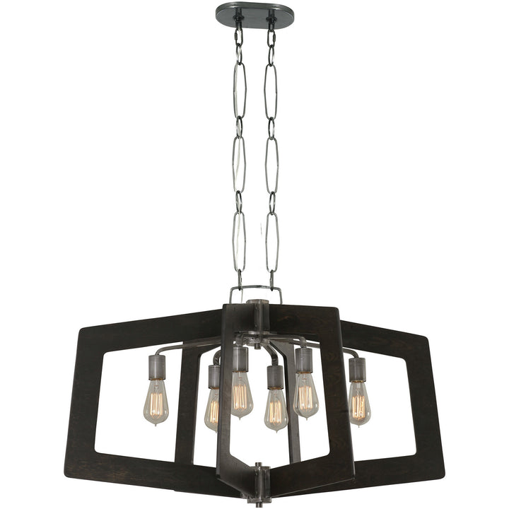 Varaluz Lofty 268N06SL Pendant Light - Steel,  the wood lends warmth. It`s Industrial design remixed to delightful new heights."/