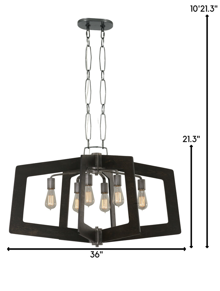 Varaluz Lofty 268N06SL Pendant Light - Steel,  the wood lends warmth. It`s Industrial design remixed to delightful new heights."/
