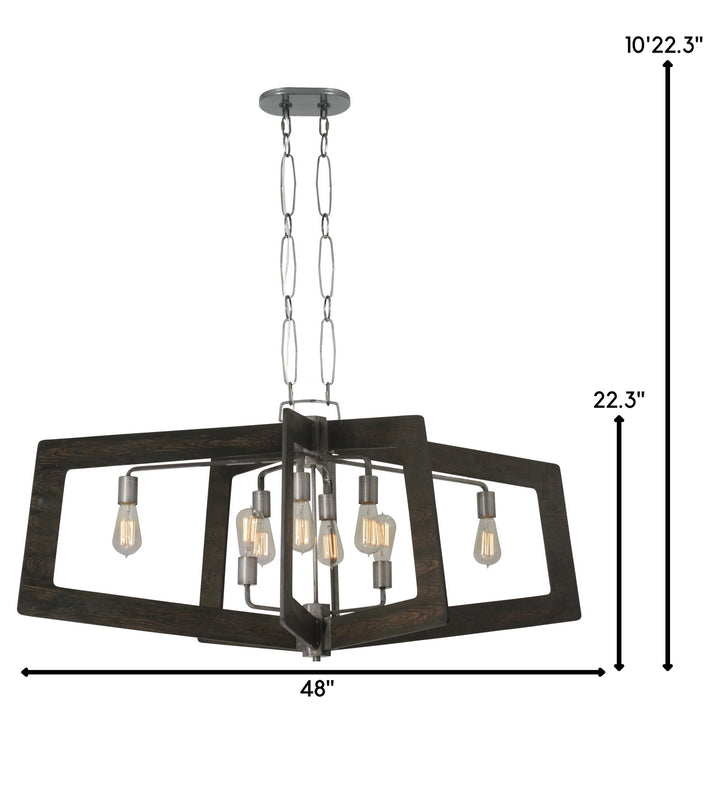 Varaluz Lofty 268N08SL Pendant Light - Steel,  the wood lends warmth. It`s Industrial design remixed to delightful new heights."/