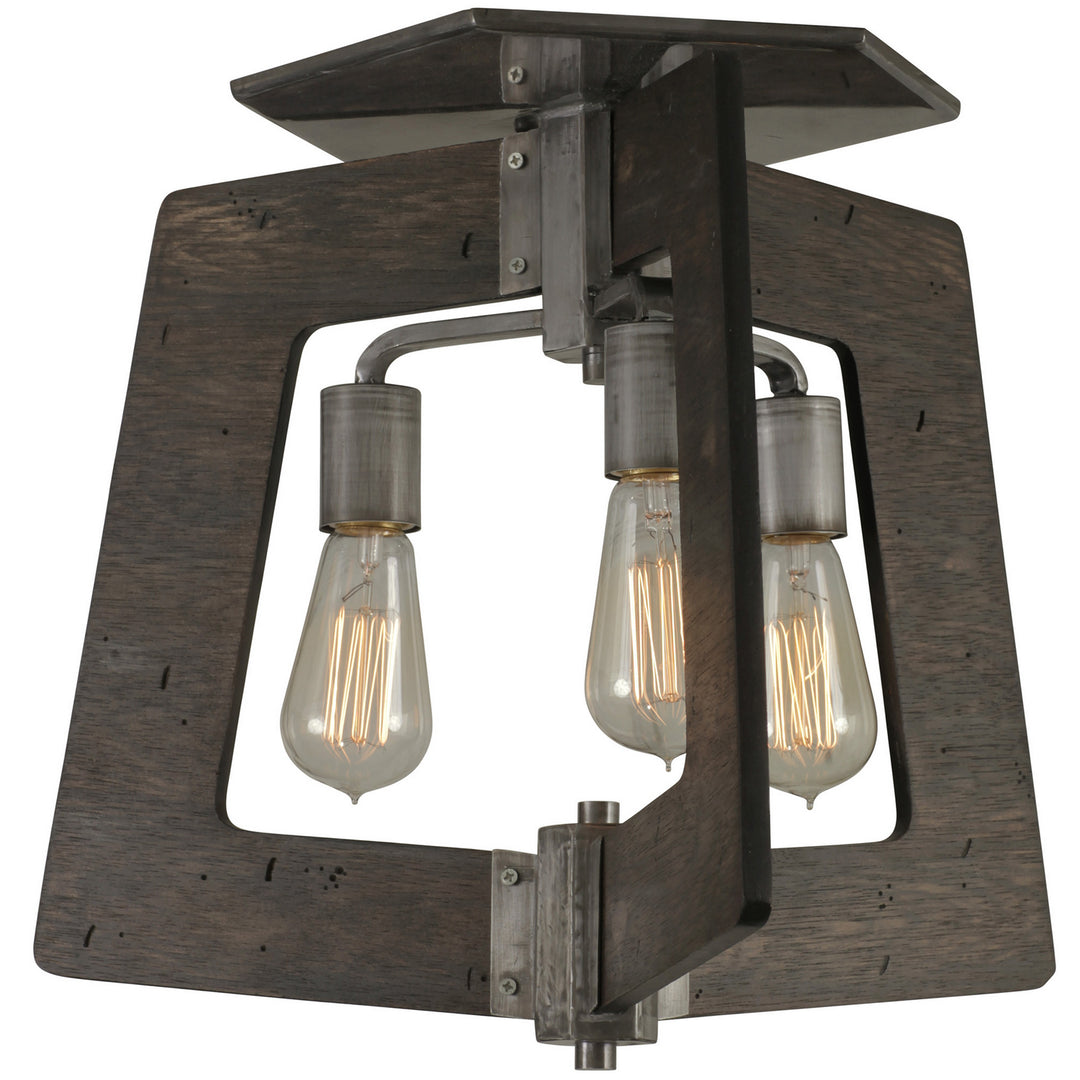 Varaluz Lofty 268S03SL Ceiling Light - Steel, the wood lends warmth. It`s Industrial design remixed to delightful new heights."/