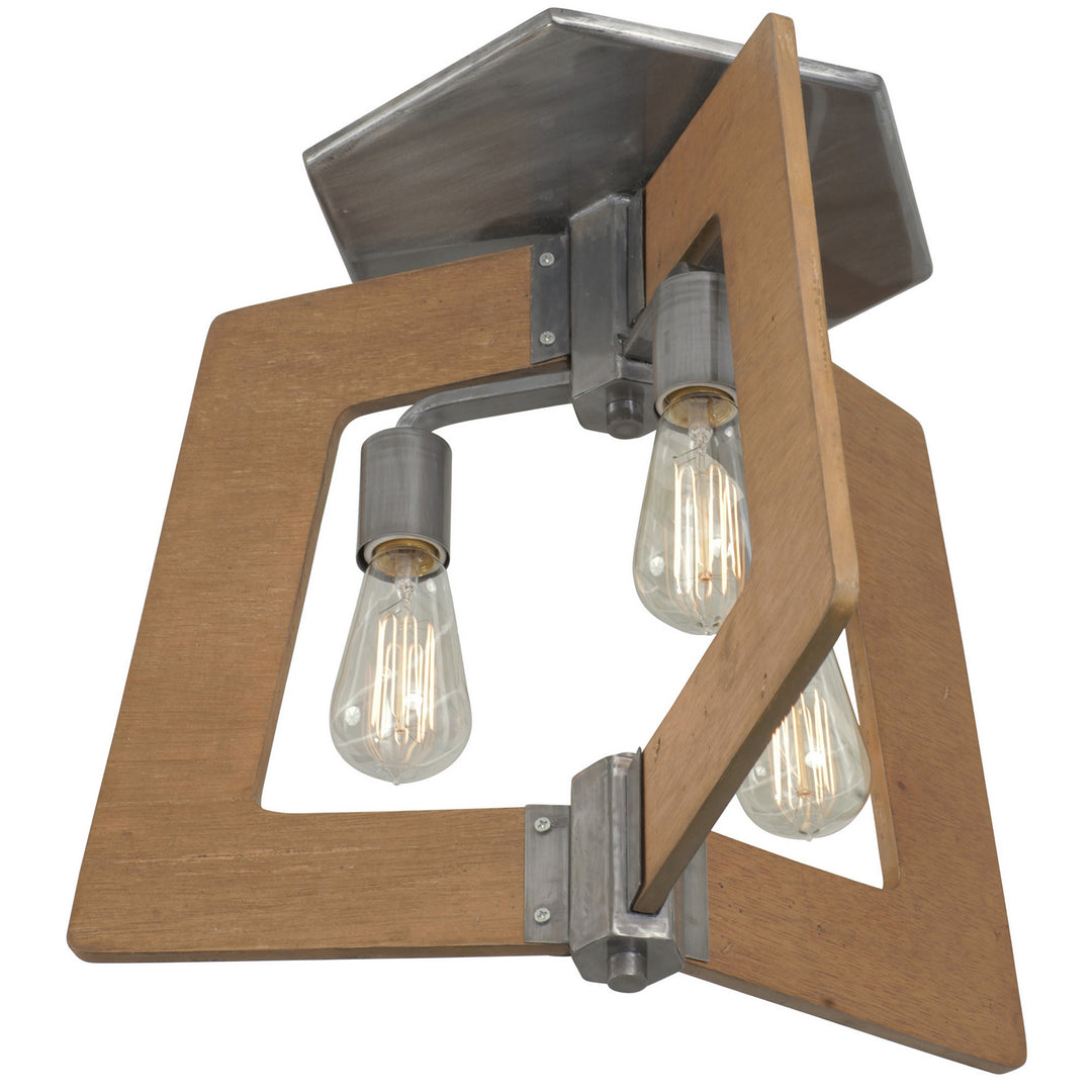 Varaluz Lofty 268S03SLW Ceiling Light - Steel, the wood lends warmth. It`s Industrial design remixed to delightful new heights."/