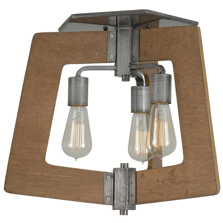 Varaluz Lofty 268S03SLW Ceiling Light - Steel, the wood lends warmth. It`s Industrial design remixed to delightful new heights."/
