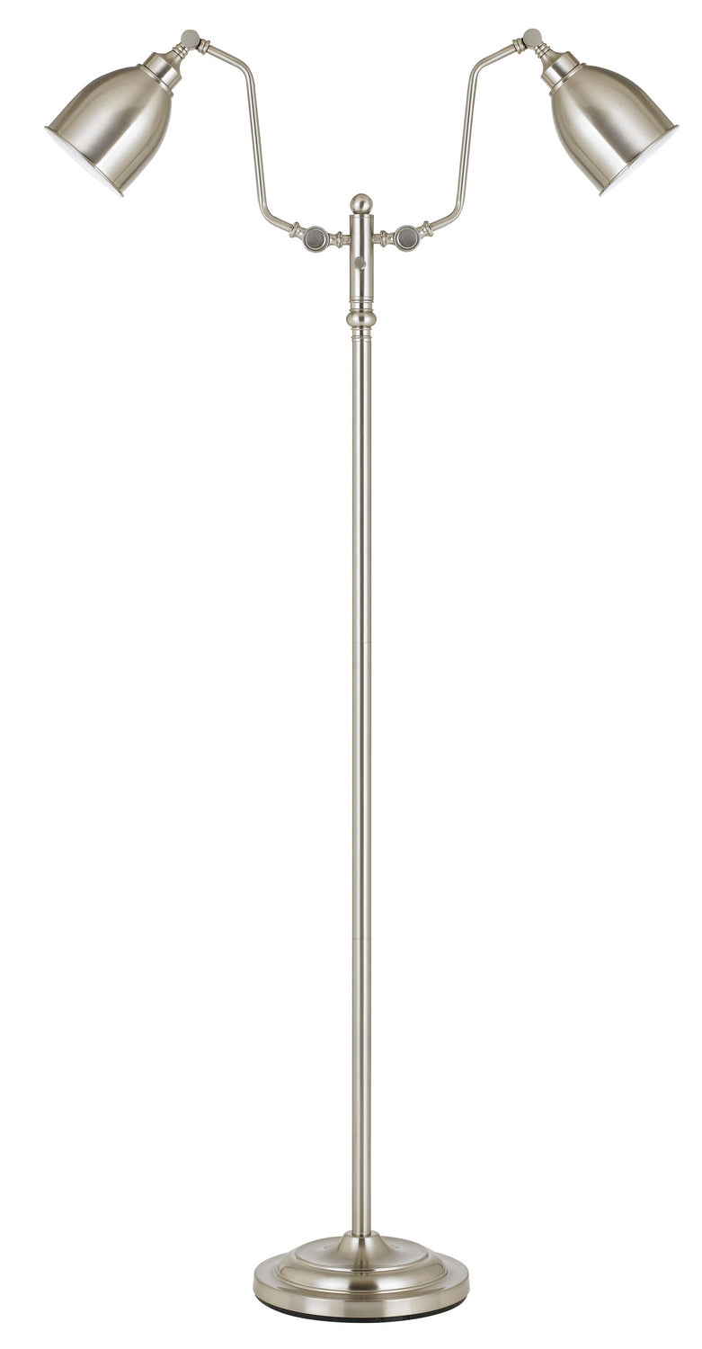 Cal Lighting BO-2032FL-2L-BS Pharmacy Two Light Floor Lamp Lamp Pewter, Nickel, Silver