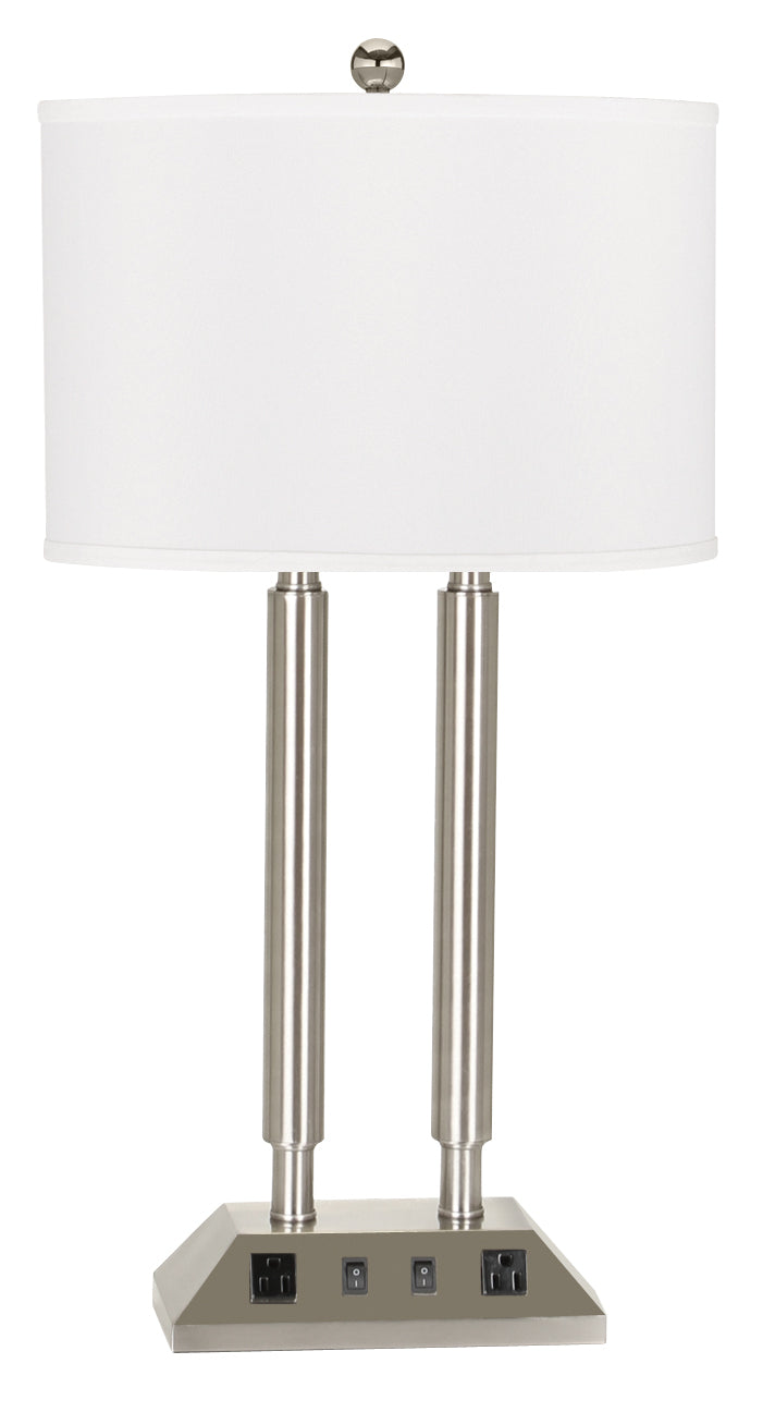 Cal Lighting LA-2004DK-1RBS Hotel Two Light Table Lamp Lamp Pewter, Nickel, Silver