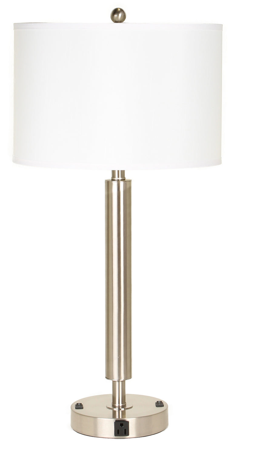 Cal Lighting LA-2004NS-2RBS Hotel Two Light Table Lamp Lamp Pewter, Nickel, Silver