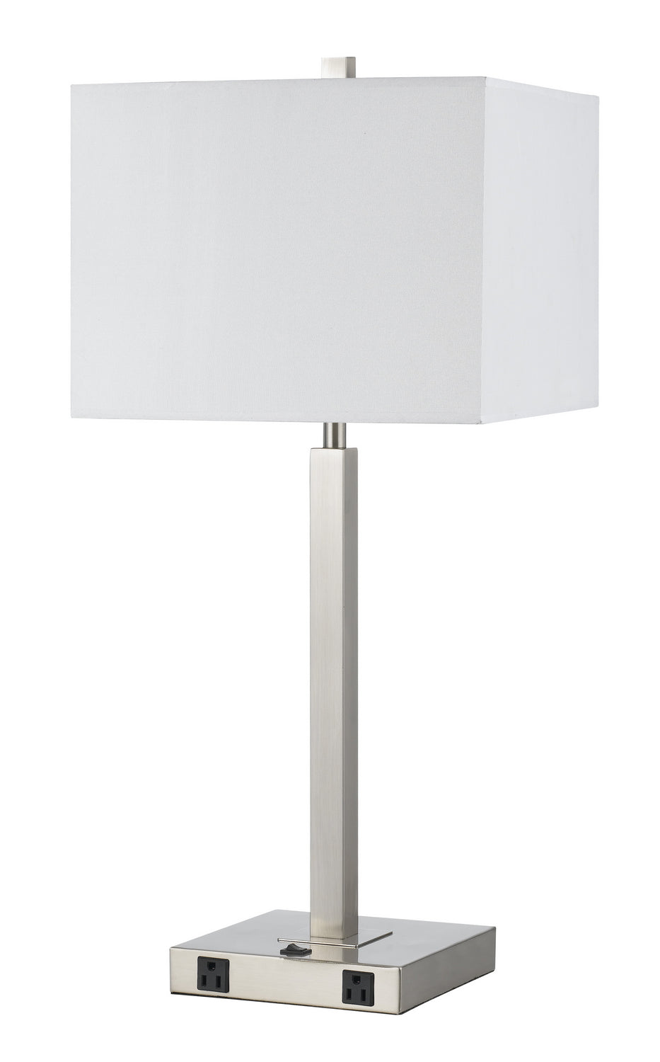 Cal Lighting LA-8028NS-1-BS 60W Metal N/S Lamp With Two Outlets One Light Table Lamp Lamp Pewter, Nickel, Silver