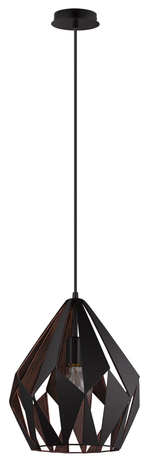 Eglo Carlton 1 49254A Pendant Light - Black & Copper