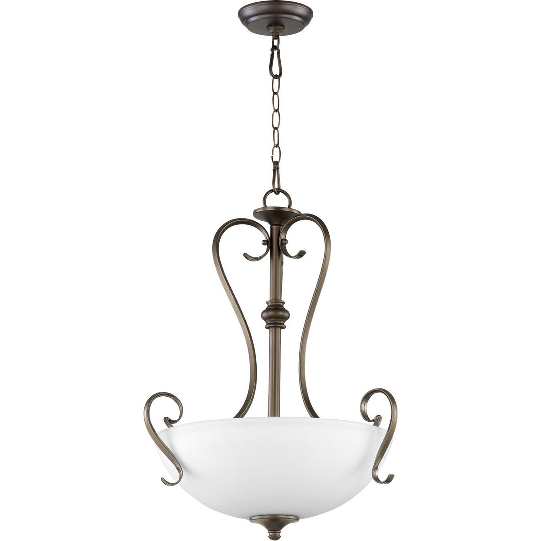 Quorum Powell 8108-3-86 Pendant Light - Oiled Bronze w/ Satin Opal