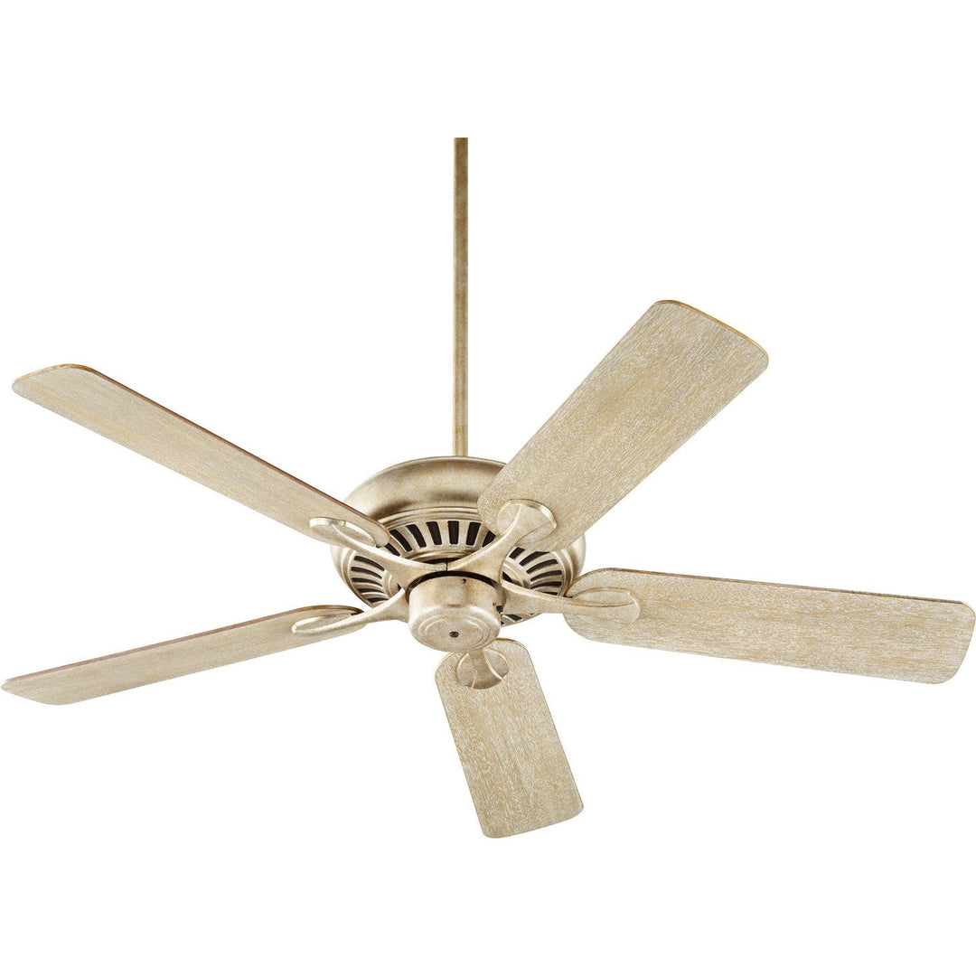 Quorum Pinnacle 91525-60 Ceiling Fan 52 in. - Aged Silver Leaf, Walnut/Weathered Oak