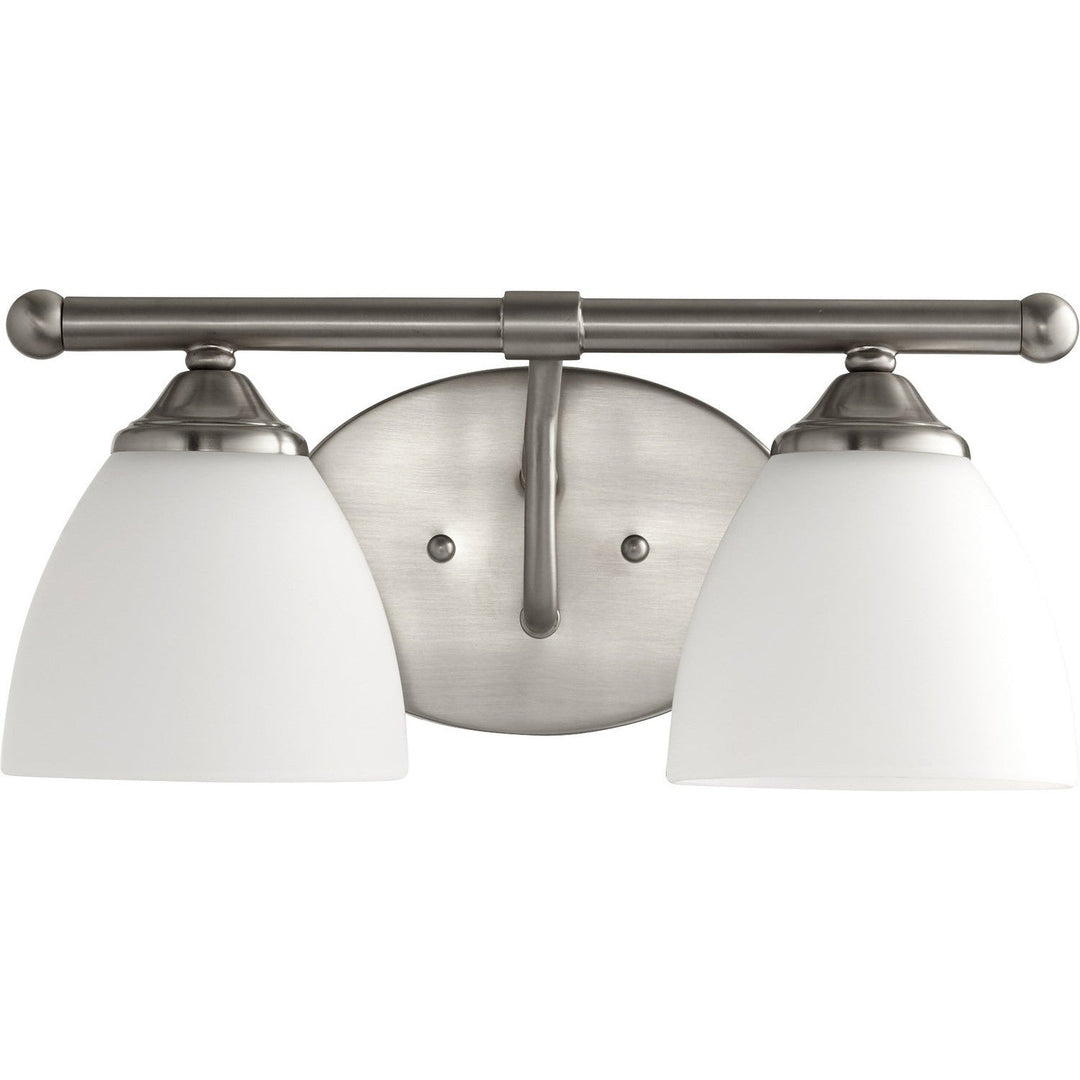 Quorum Brooks 5150-2-65 Bath Vanity Light 15 in. wide - Satin Nickel W/ Satin Opal