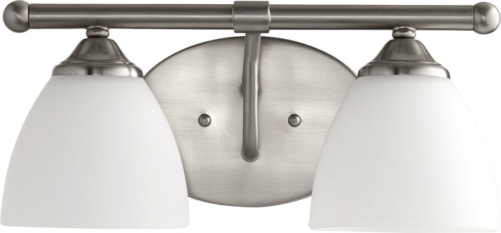 Quorum Brooks 5150-2-65 Bath Vanity Light 15 in. wide - Satin Nickel W/ Satin Opal