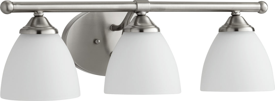 Quorum Brooks 5150-3-65 Bath Vanity Light 21 in. wide - Satin Nickel W/ Satin Opal