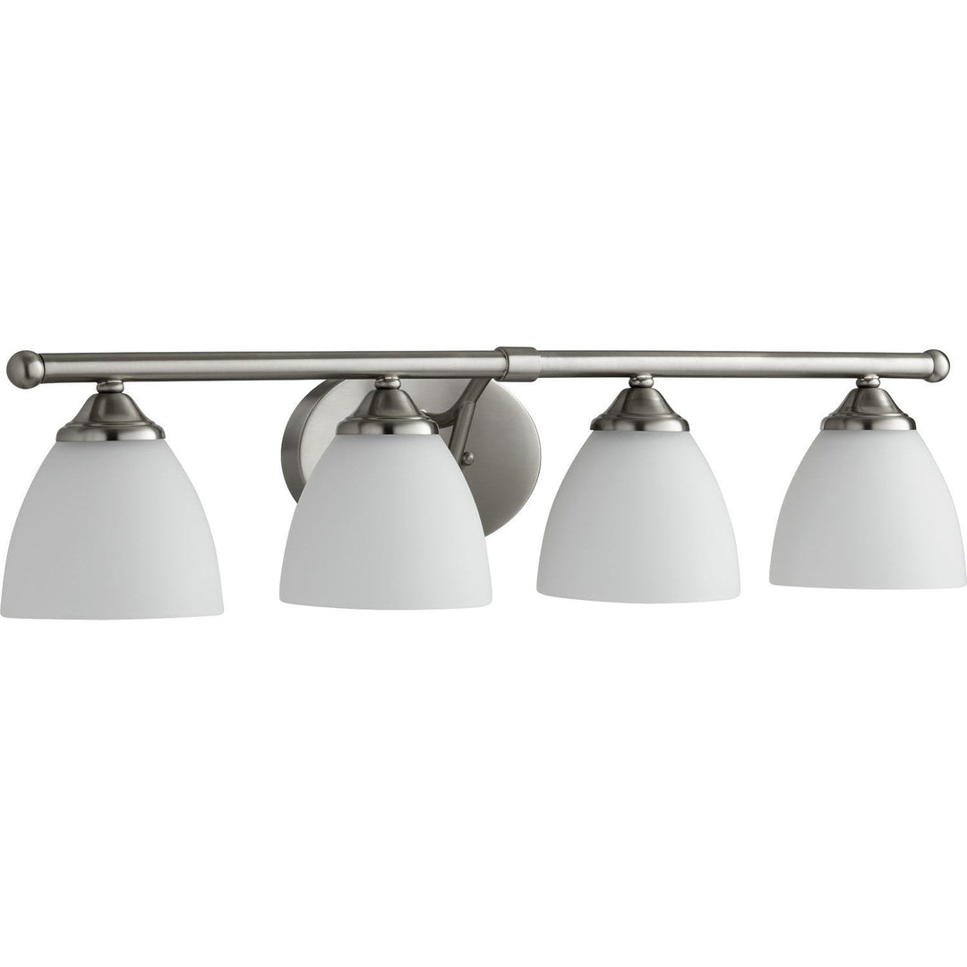 Quorum Brooks 5150-4-65 Bath Vanity Light 30 in. wide - Satin Nickel W/ Satin Opal