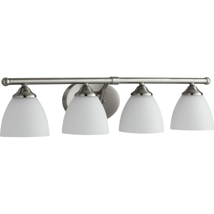 Quorum Brooks 5150-4-65 Bath Vanity Light 30 in. wide - Satin Nickel W/ Satin Opal