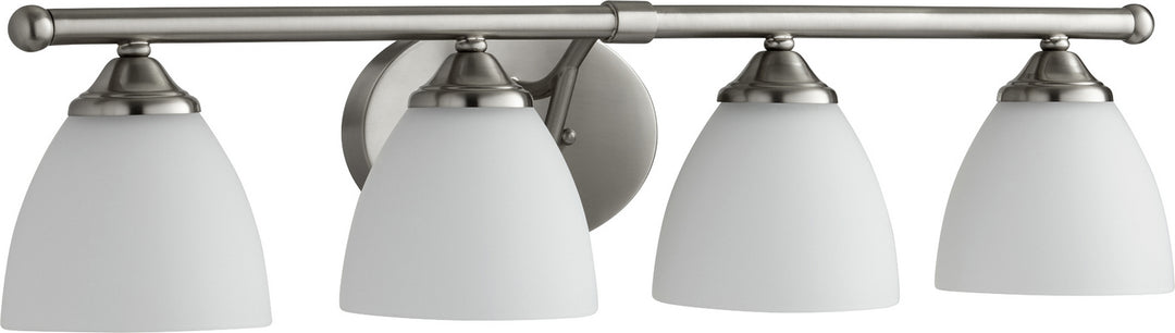 Quorum Brooks 5150-4-65 Bath Vanity Light 30 in. wide - Satin Nickel W/ Satin Opal