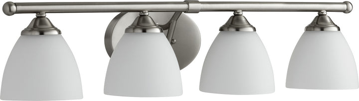 Quorum Brooks 5150-4-65 Bath Vanity Light 30 in. wide - Satin Nickel W/ Satin Opal