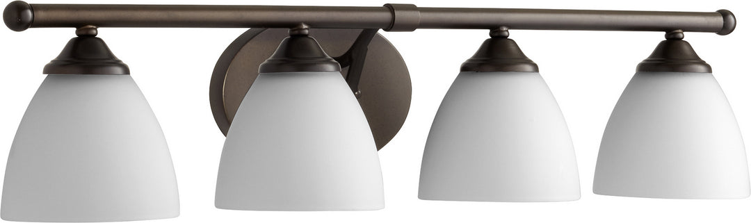 Quorum Brooks 5150-4-86 Bath Vanity Light 30 in. wide - Oiled Bronze W/ Satin Opal