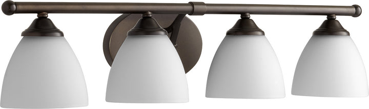 Quorum Brooks 5150-4-86 Bath Vanity Light 30 in. wide - Oiled Bronze W/ Satin Opal