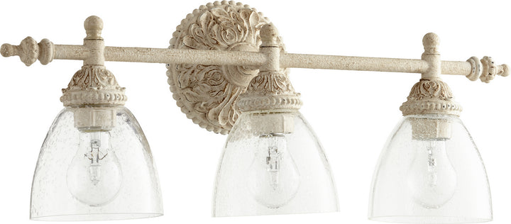 Quorum 5257 Vanities 5257-3-70 Bath Vanity Light 24 in. wide - Persian White W/ Clear/Seeded