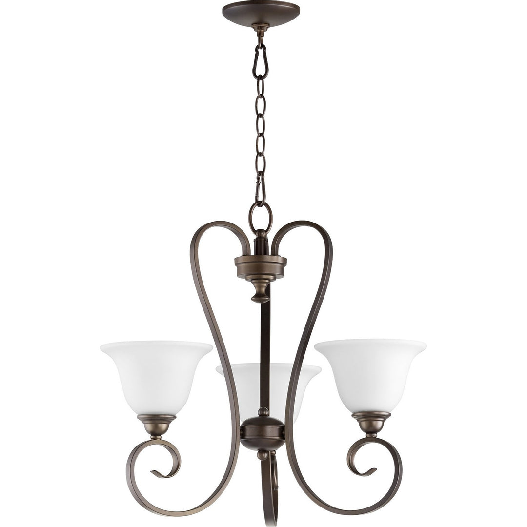 Quorum Celesta 6053-3-186 Chandelier Light - Oiled Bronze w/ Satin Opal