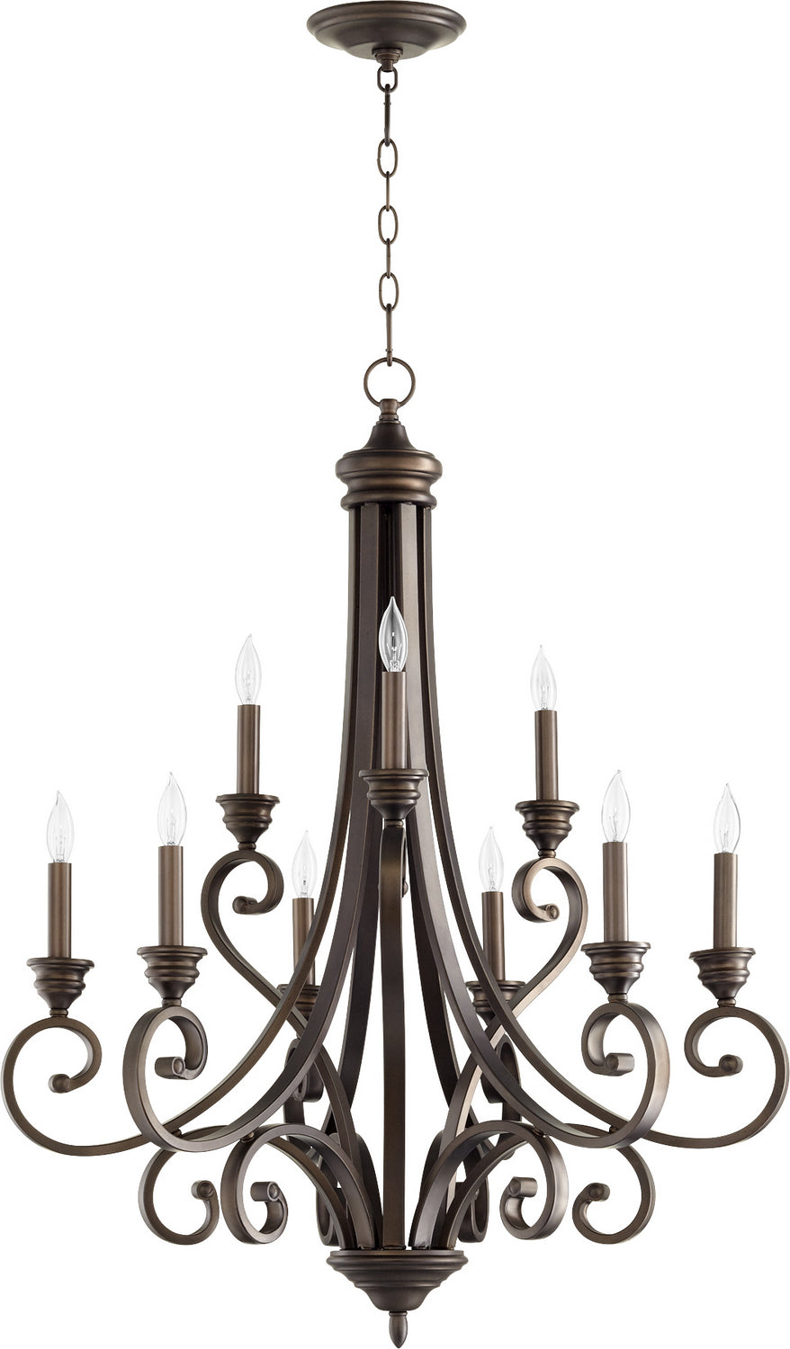 Quorum Bryant 6054-9-86 Chandelier Light - Oiled Bronze, Weathered Oak/Walnut/