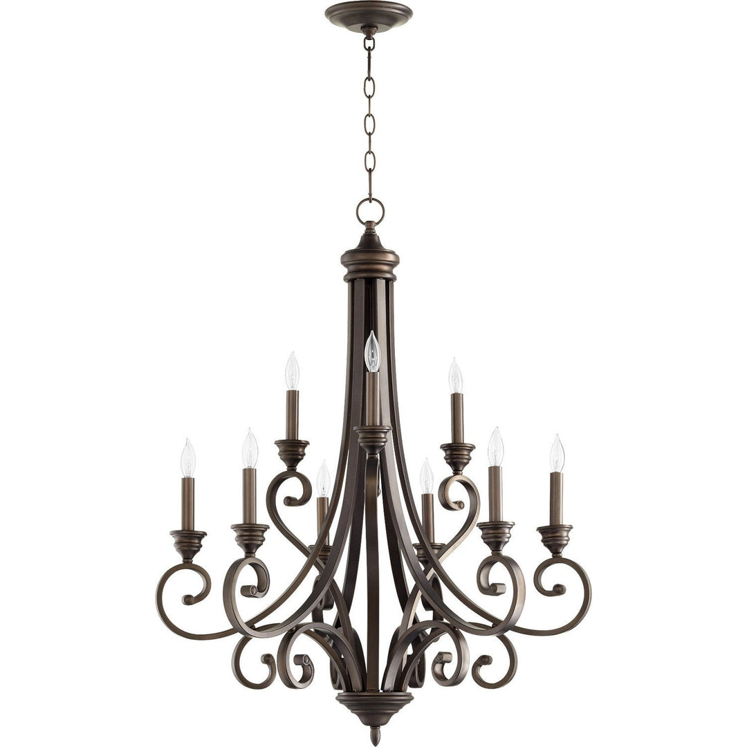 Quorum Bryant 6054-9-86 Chandelier Light - Oiled Bronze, Weathered Oak/Walnut/