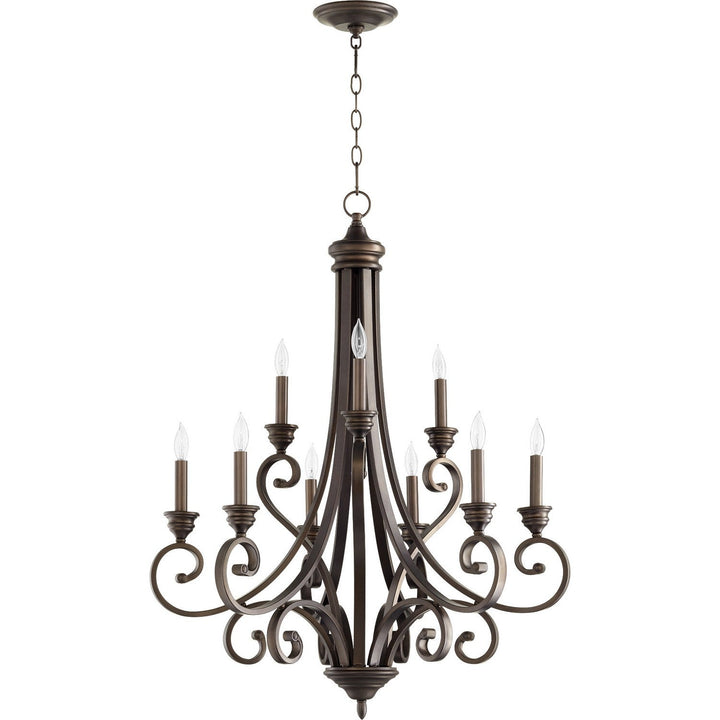 Quorum Bryant 6054-9-86 Chandelier Light - Oiled Bronze, Weathered Oak/Walnut/
