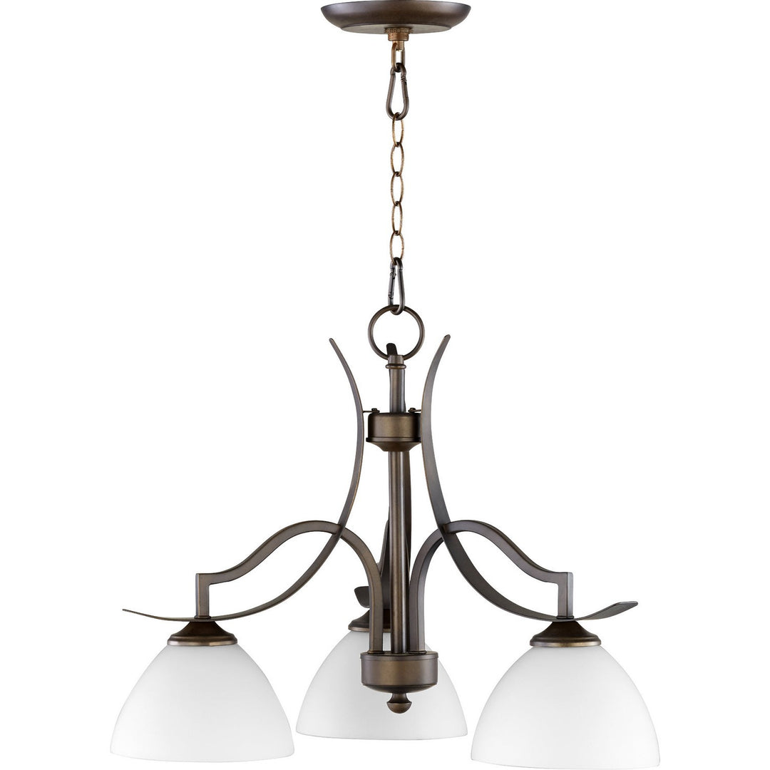 Quorum Atwood 6496-3-186 Chandelier Light - Oiled Bronze w/ Satin Opal