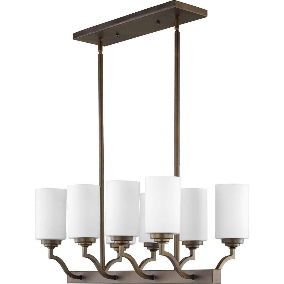 Quorum Atwood 6596-8-186 Pendant Light - Oiled Bronze w/ Satin Opal