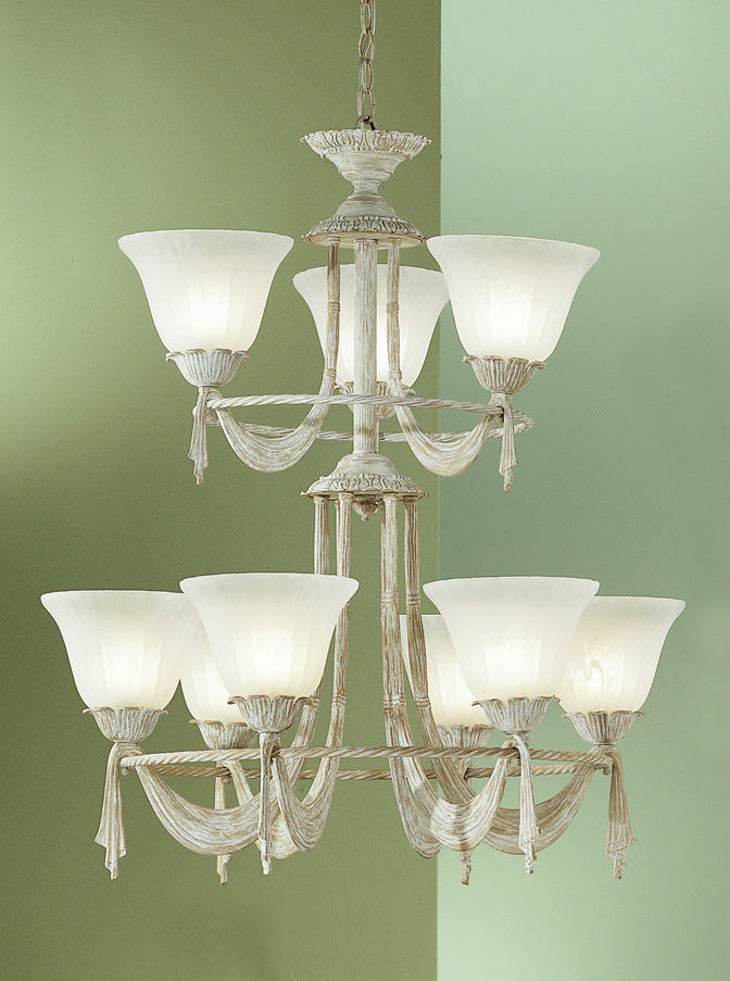 Classic Saratoga 67909 WW Chandelier Light - White Wash
