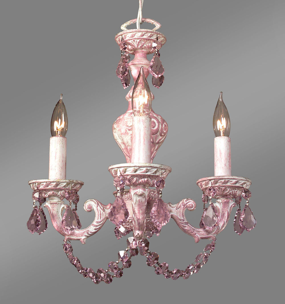 Classic Gabrielle Color 8335 PINK PNK Chandelier Light - Pink over Antique White