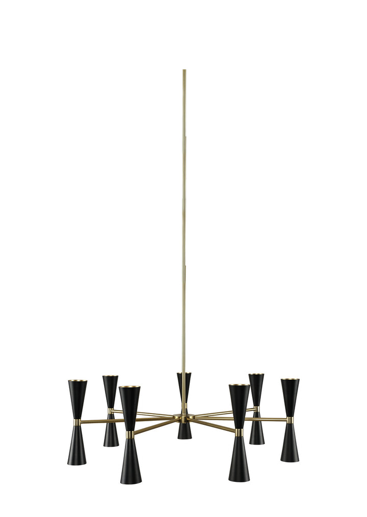 Kalco Milo 310471BVB Chandelier Light - Black and Vintage Brass