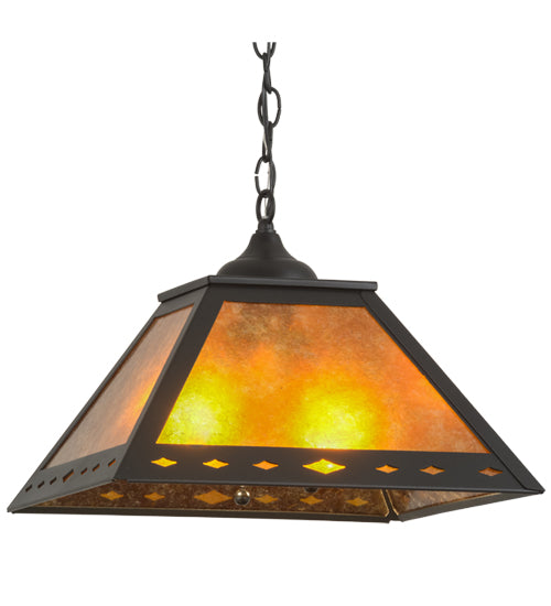 Meyda Tiffany Diamond Mission 76313 Pendant Light - Black Tex/Amber Mica