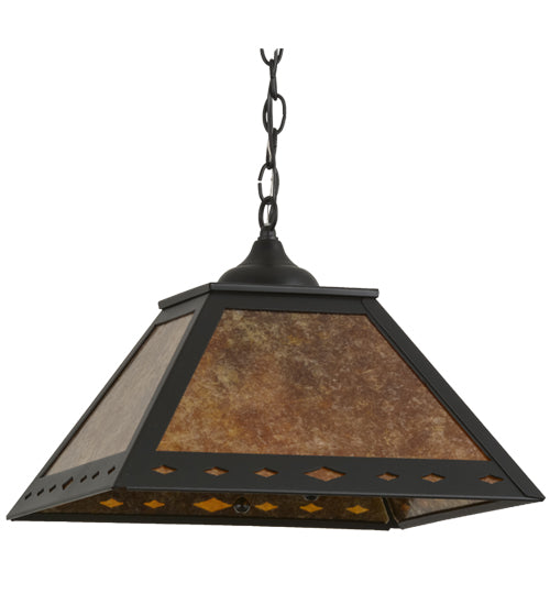 Meyda Tiffany Diamond Mission 76313 Pendant Light - Black Tex/Amber Mica