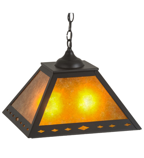 Meyda Tiffany Diamond Mission 76313 Pendant Light - Black Tex/Amber Mica