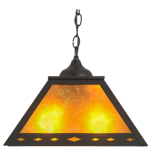 Meyda Tiffany Diamond Mission 76313 Pendant Light - Black Tex/Amber Mica