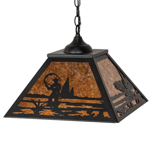 Meyda Tiffany Fly Fisherman 76314 Pendant Light - Black/Amber Mica