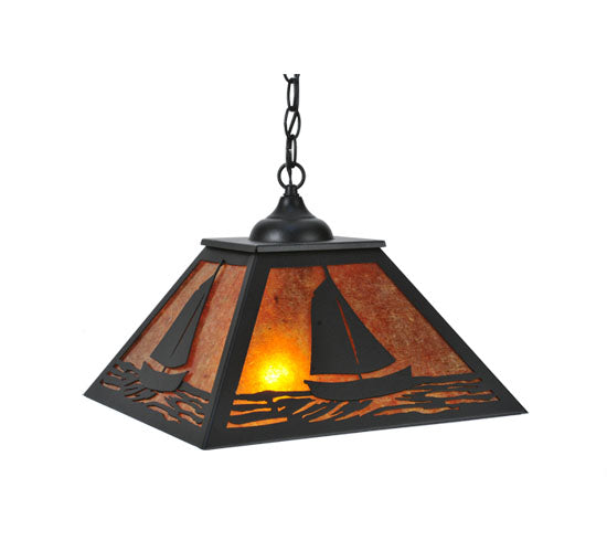 Meyda Tiffany Sailboat 76315 Pendant Light - Black/Amber Mica