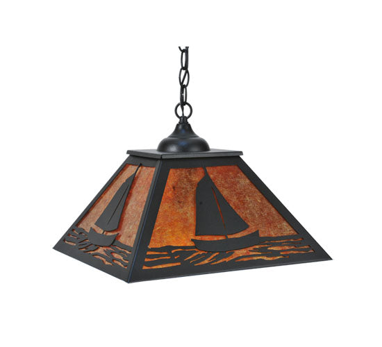 Meyda Tiffany Sailboat 76315 Pendant Light - Black/Amber Mica